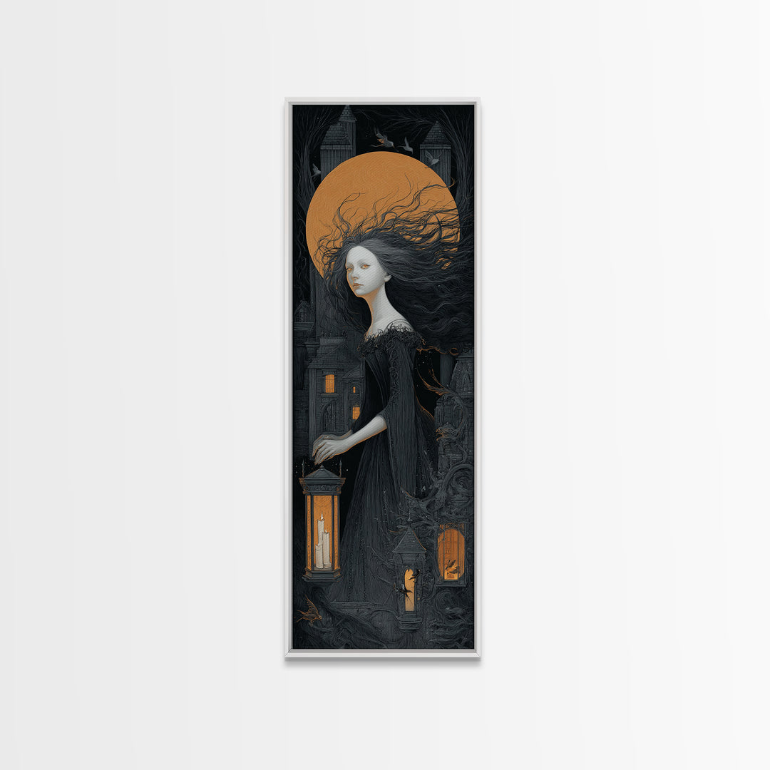 The Banshee Singer, Tall Narrow Wall Art, Dark Halloween Decor, Canvas Print, Halloween Wall Decor, Gothic Home Decor, Halloween Wall Art