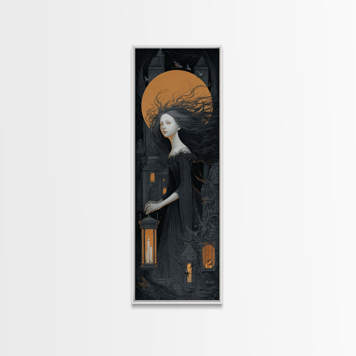 The Banshee Singer, Tall Narrow Wall Art, Dark Halloween Decor, Canvas Print, Halloween Wall Decor, Gothic Home Decor, Halloween Wall Art