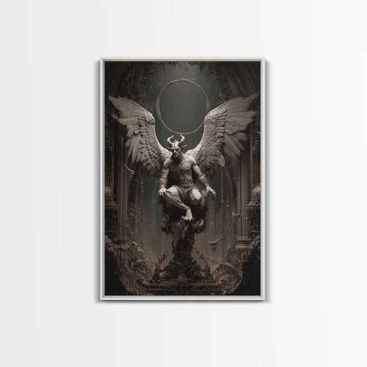The Gargoyle Sentinel, Vertical Wall Art, Gothic Horror Wall Art, Framed Canvas Print, Halloween Wall Decor, Gothic Home Decor