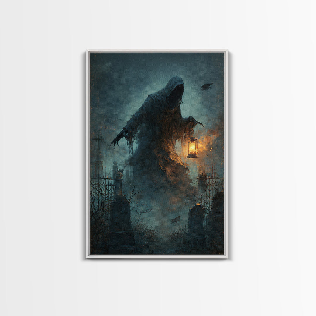 The Tattered Wraith, Vertical Wall Art, Gothic Horror Wall Art, Framed Canvas Print, Halloween Wall Decor, Gothic Home Decor