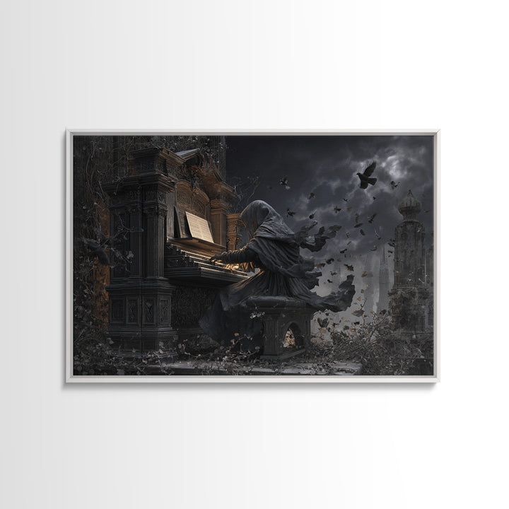 The Phantom Organist, Landscape Wall Art, Macabre Wall Art, Framed Canvas Print, Halloween Wall Decor, Gothic Home Decor, Spooky Wall Decor