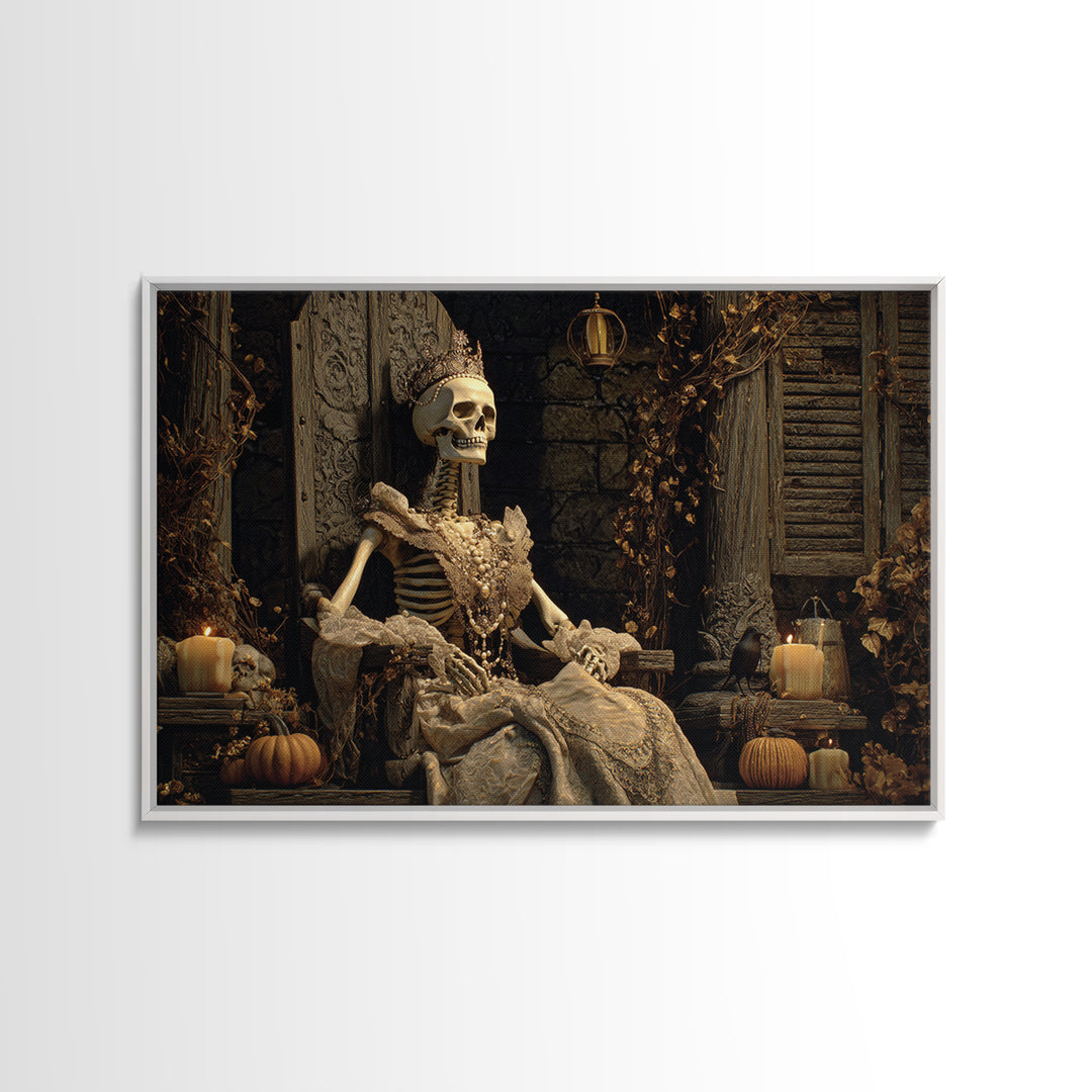 The Bone Queen, Landscape Wall Art, Gothic Horror Wall Art, Framed Canvas Print, Halloween Wall Decor, Gothic Home Decor, Macabre Wall Art