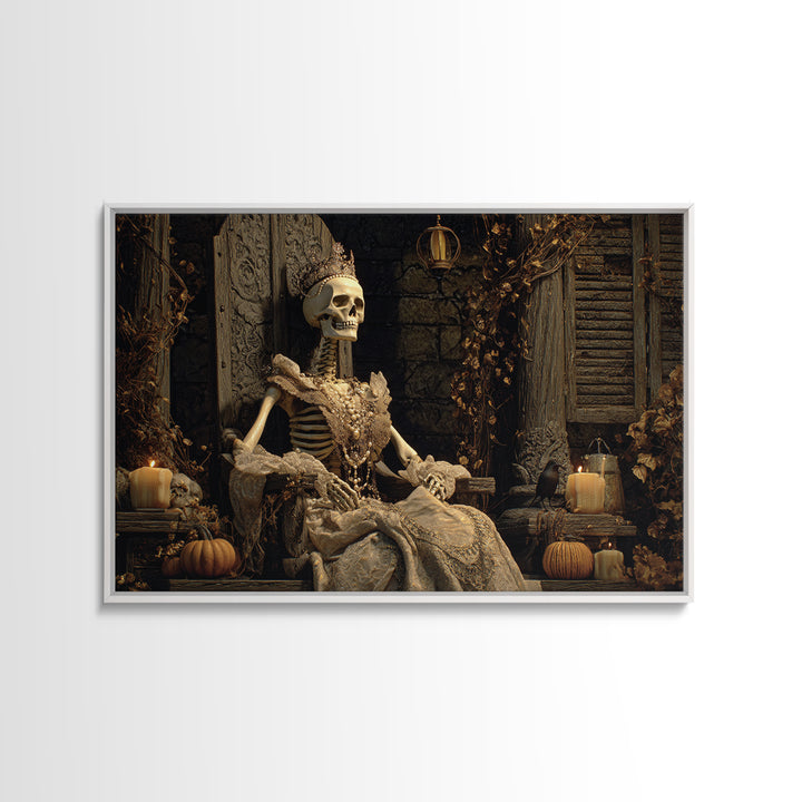 The Bone Queen, Landscape Wall Art, Gothic Horror Wall Art, Framed Canvas Print, Halloween Wall Decor, Gothic Home Decor, Macabre Wall Art
