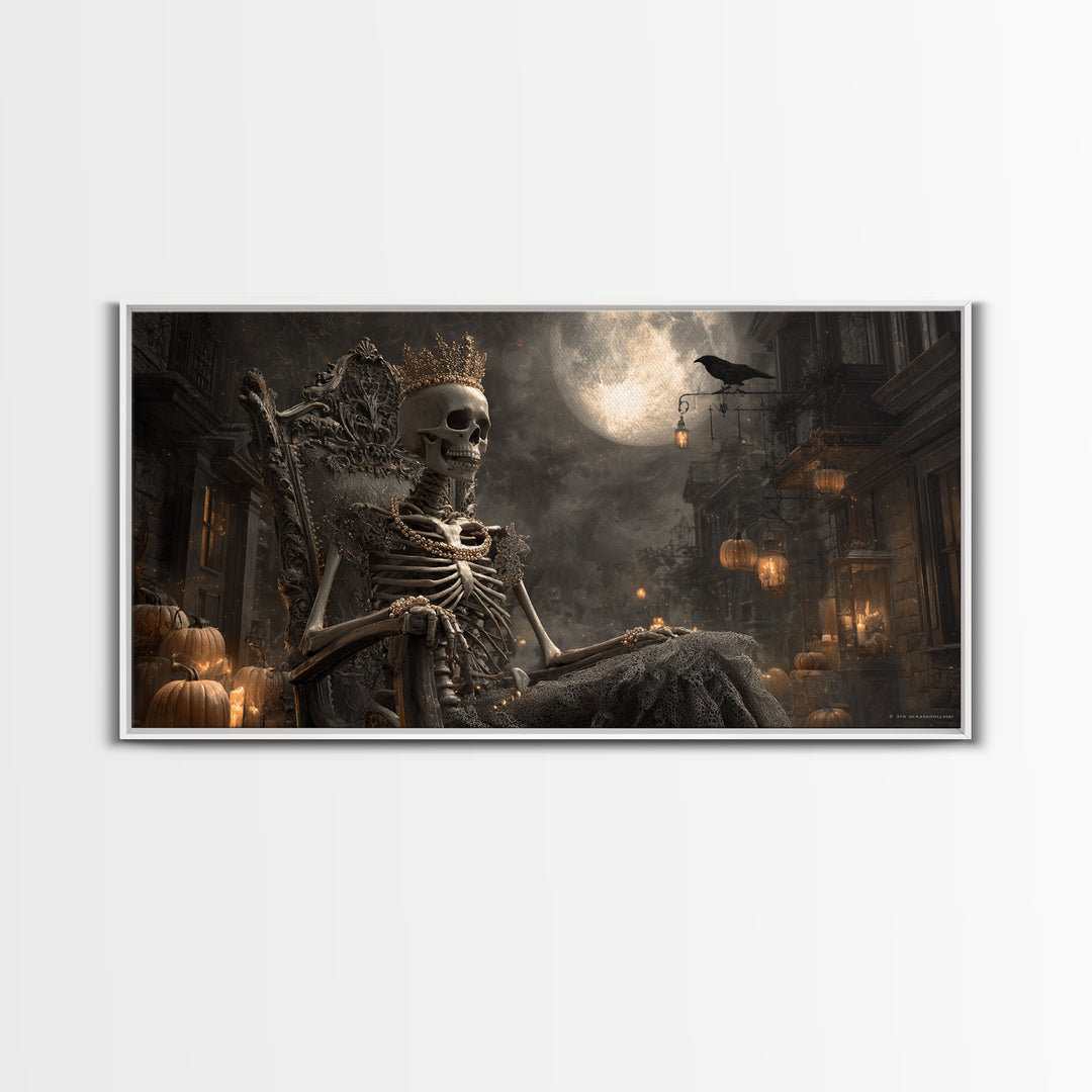 The Bone Queen, Wide Panoramic Art, Dark Halloween Decor, Canvas Print, Halloween Wall Decor, Gothic Home Decor, Collectible Wall Decor