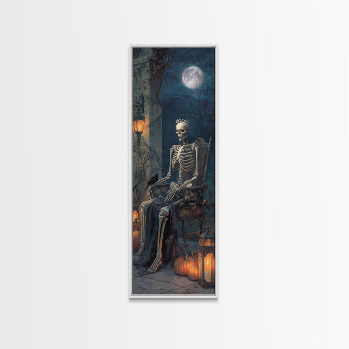 The Bone Queen, Tall Narrow Wall Art, Gothic Horror Wall Art, Framed Canvas Print, Halloween Wall Decor, Gothic Home Decor