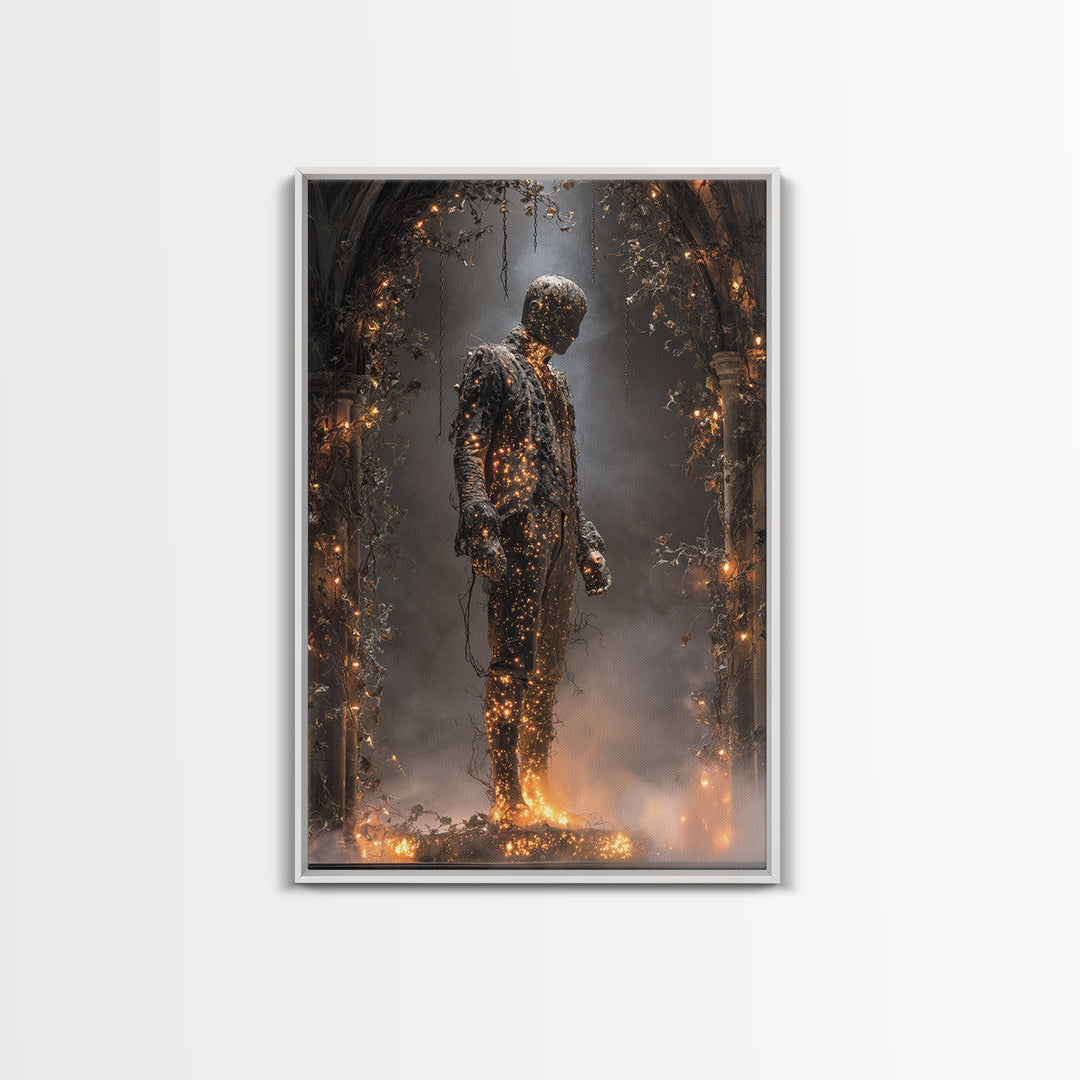 The Candlewax Man, Vertical Wall Art, Gothic Horror Wall Art, Framed Canvas Print, Halloween Wall Decor, Gothic Home Decor