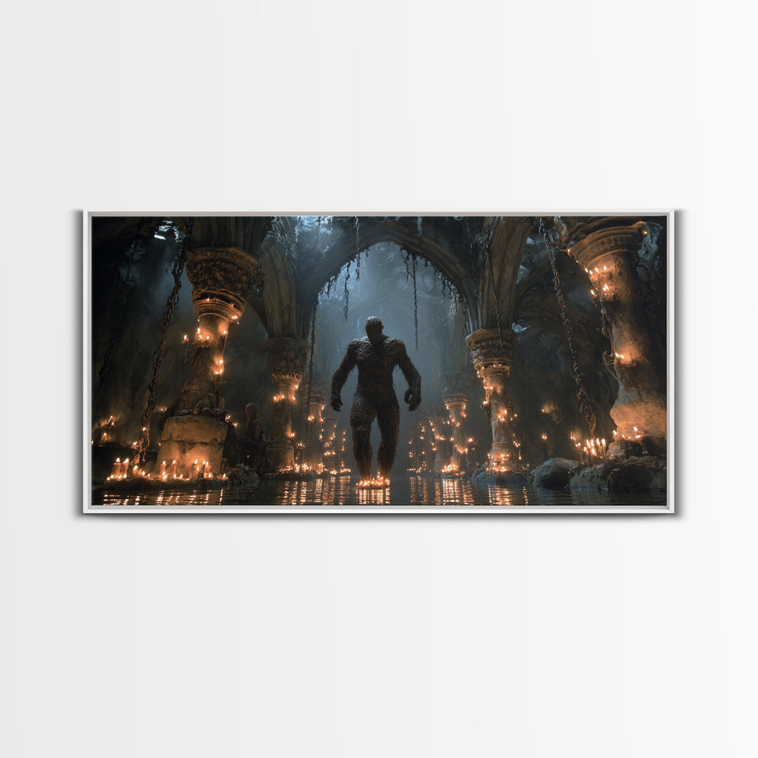 The Candlewax Man, Wide Panoramic Art, Dark Halloween Decor, Canvas Print, Halloween Wall Decor, Gothic Home Decor, Statement Wall Art