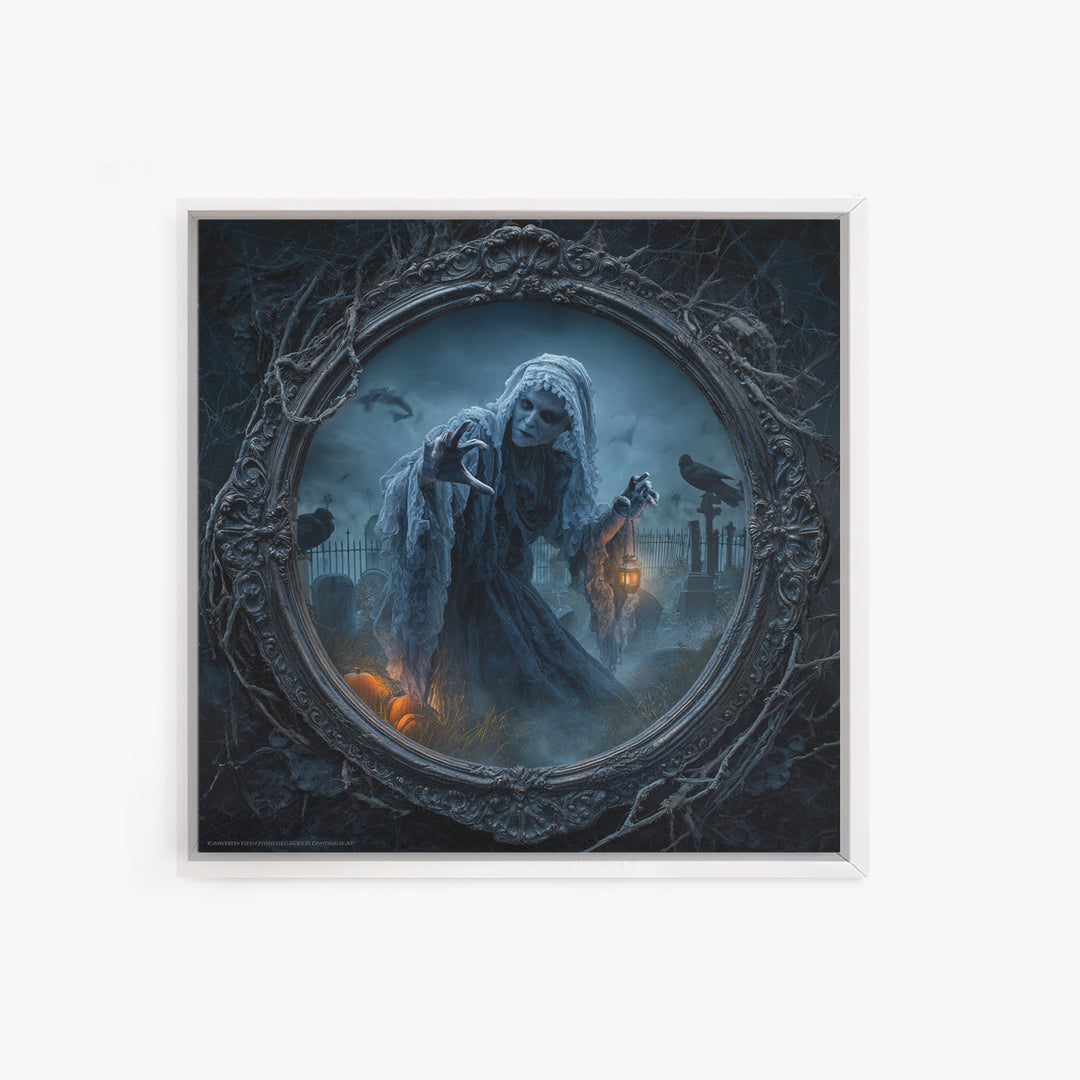 The Mirror Spirit, Square Wall Art, Dark Halloween Decor, Canvas Print, Halloween Wall Decor, Gothic Home Decor, Spooky Wall Decor