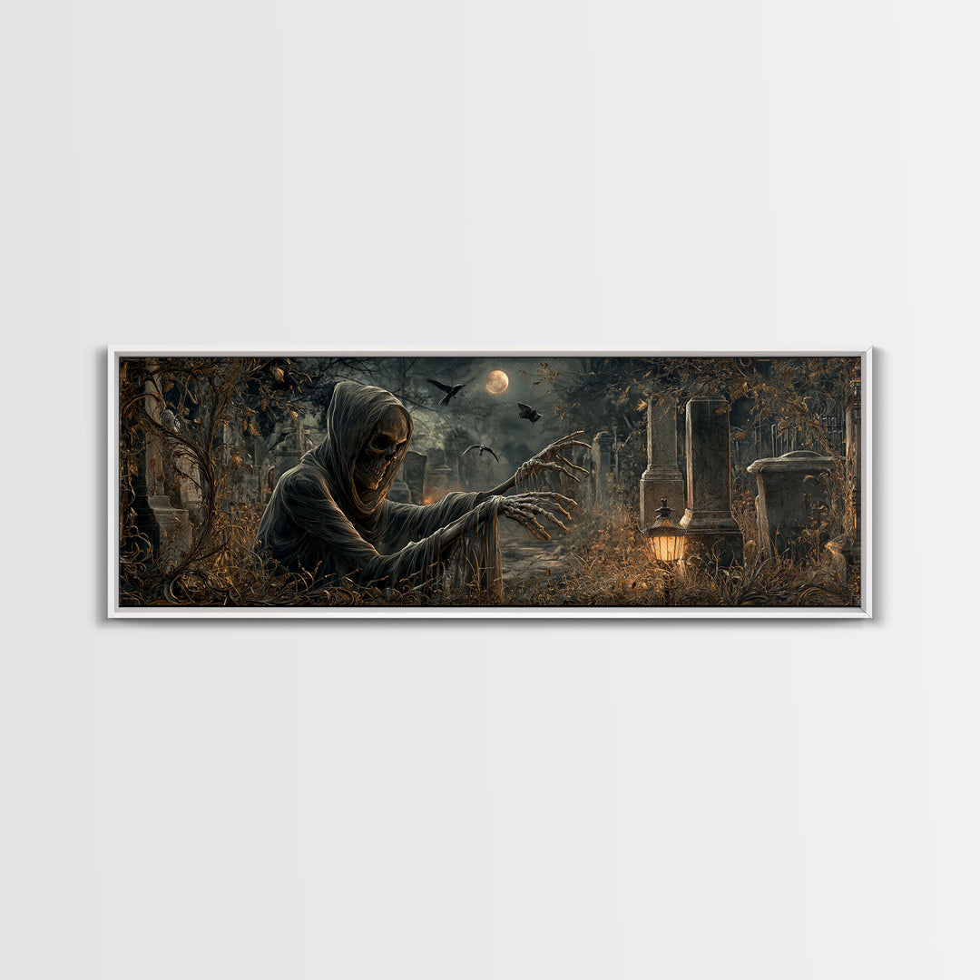The Mirror Spirit, Extra Wide Wall Art, Dark Halloween Decor, Canvas Print, Halloween Wall Decor, Gothic Home Decor, Dark Fantasy Art