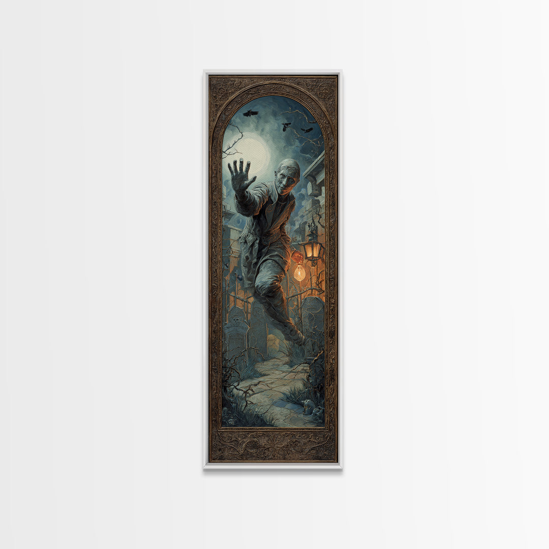 The Mirror Spirit, Tall Narrow Wall Art, Dark Fantasy Wall Art, Canvas Print, Halloween Wall Decor, Gothic Home Decor, Spooky Wall Decor