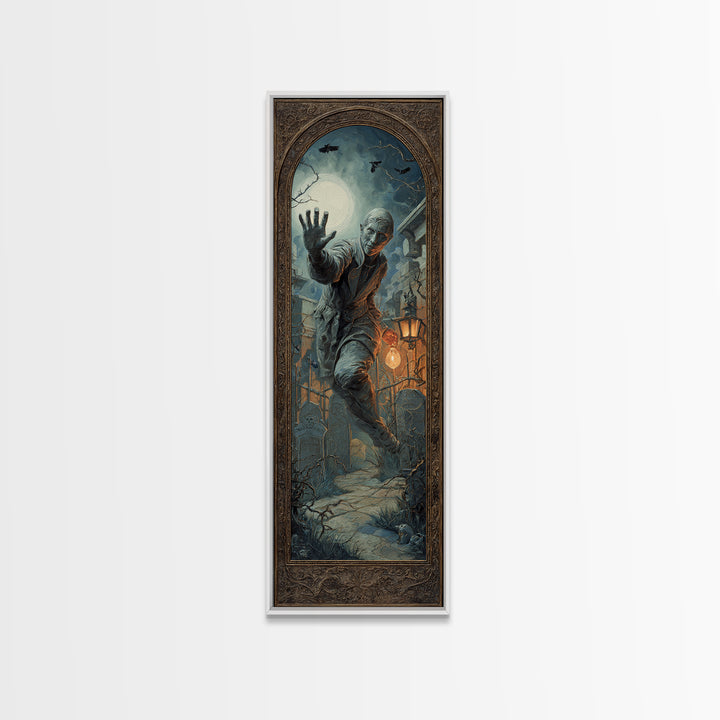 The Mirror Spirit, Tall Narrow Wall Art, Dark Fantasy Wall Art, Canvas Print, Halloween Wall Decor, Gothic Home Decor, Spooky Wall Decor