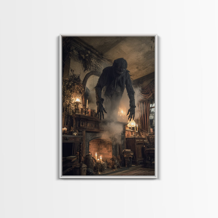 The Chimney Phantom, Vertical Wall Art, Dark Halloween Decor, Canvas Print, Halloween Wall Decor, Gothic Home Decor, Spooky Wall Decor
