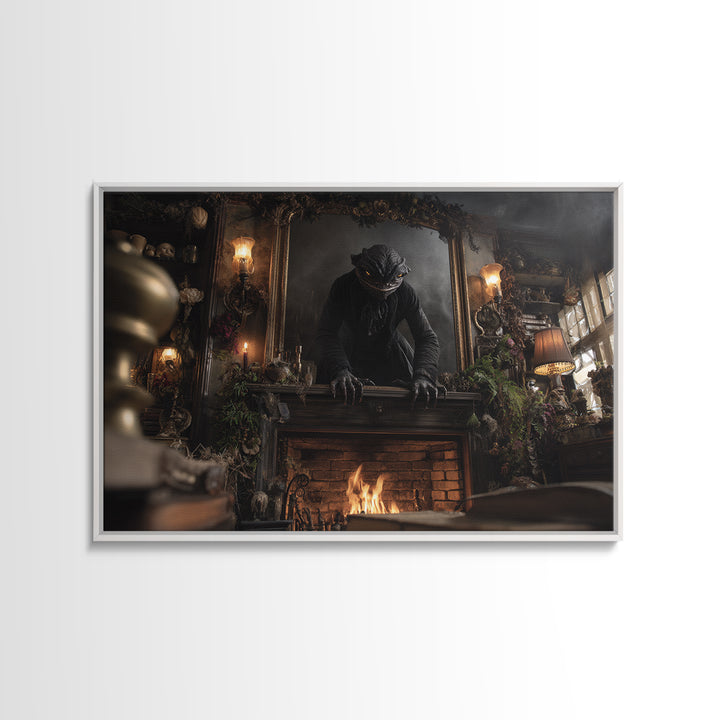 The Chimney Phantom, Landscape Wall Art, Gothic Horror Wall Art, Framed Canvas Print, Halloween Wall Decor, Gothic Home Decor