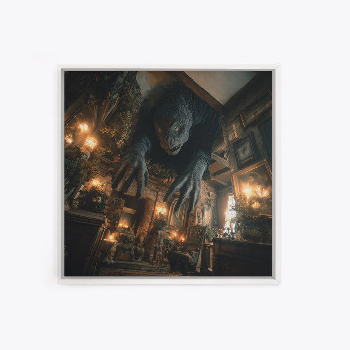 The Chimney Phantom, Square Wall Art, Gothic Horror Wall Art, Framed Canvas Print, Halloween Wall Decor, Gothic Home Decor