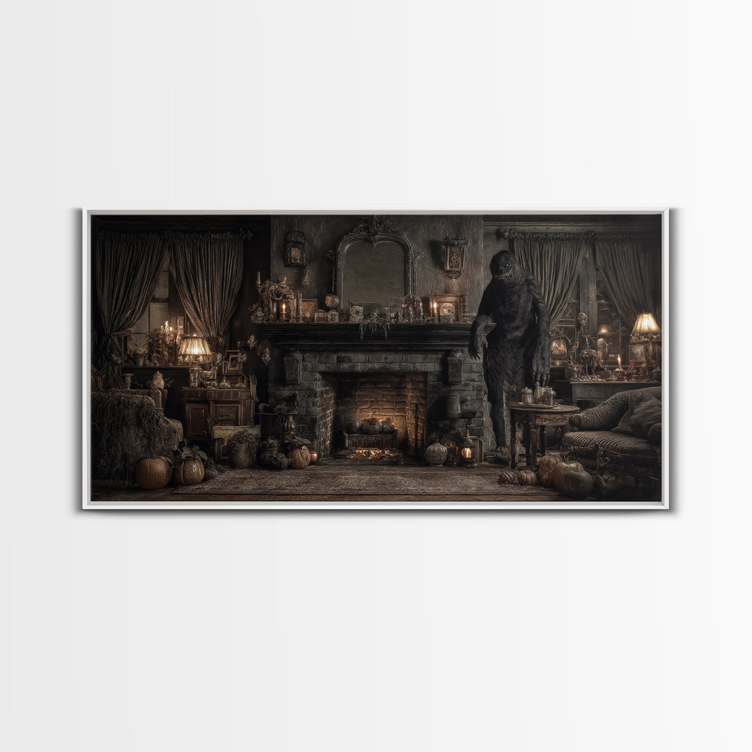 The Chimney Phantom, Wide Panoramic Art, Dark Fantasy Wall Art, Canvas Print, Halloween Wall Decor, Gothic Home Decor, Dark Fantasy Art