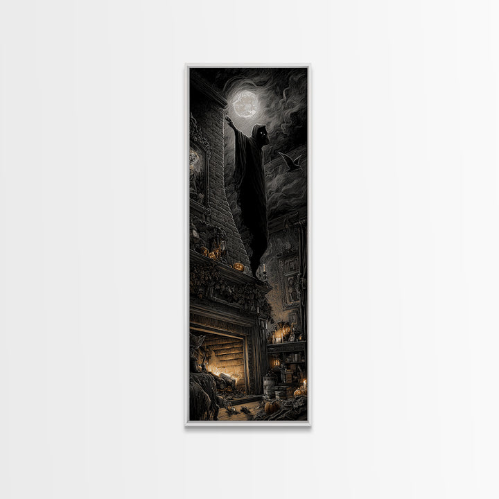 The Chimney Phantom, Tall Narrow Wall Art, Spooky Home Decor, Canvas Print, Halloween Wall Decor, Gothic Home Decor, Spooky Wall Decor