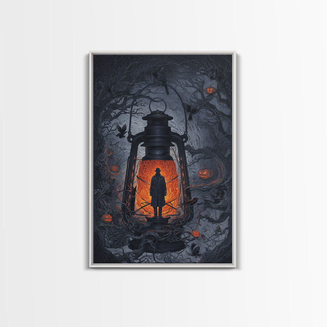 The Lantern Specter, Vertical Wall Art, Macabre Wall Art, Framed Canvas Print, Halloween Wall Decor, Gothic Home Decor, Spooky Wall Decor