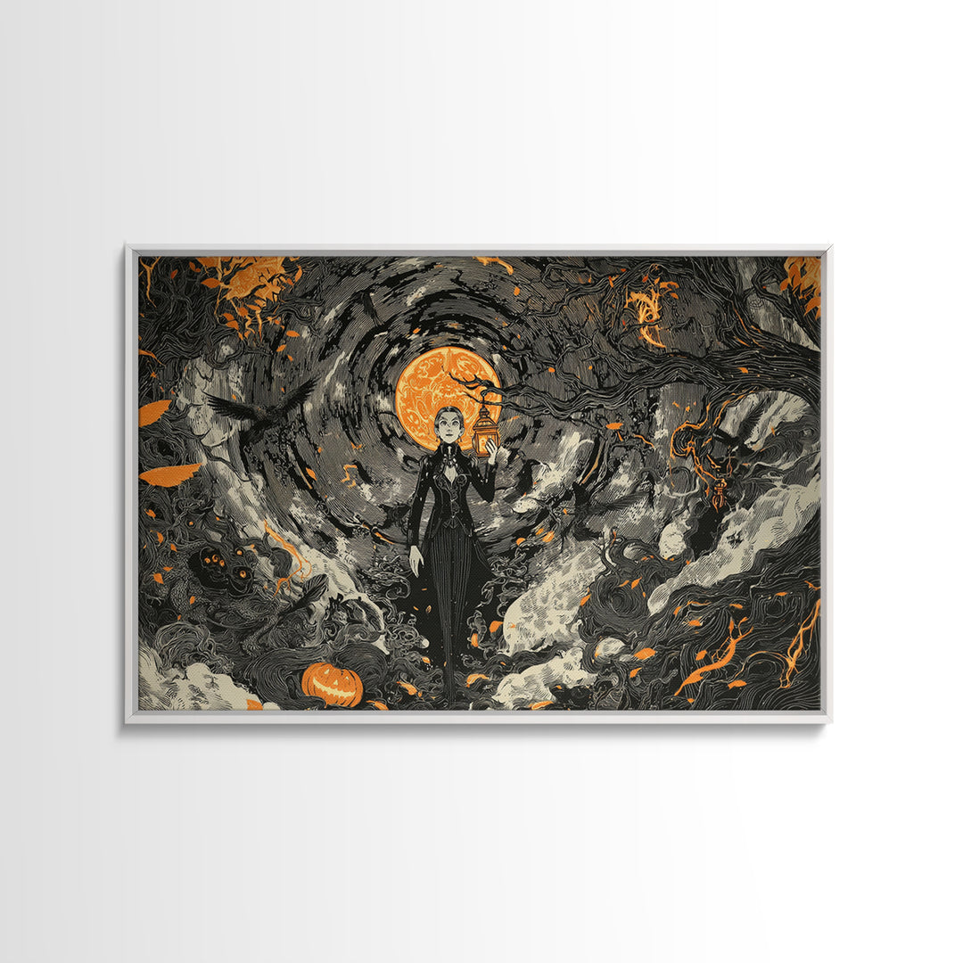 The Lantern Specter, Landscape Wall Art, Dark Fantasy Wall Art, Canvas Print, Halloween Wall Decor, Gothic Home Decor, Macabre Wall Art