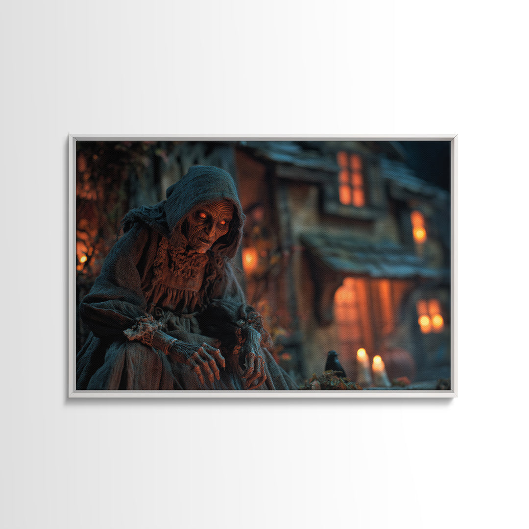 The Red-Eyed Night Hag, Landscape Wall Art, Spooky Home Decor, Canvas Print, Halloween Wall Decor, Gothic Home Decor, Dark Fantasy Art