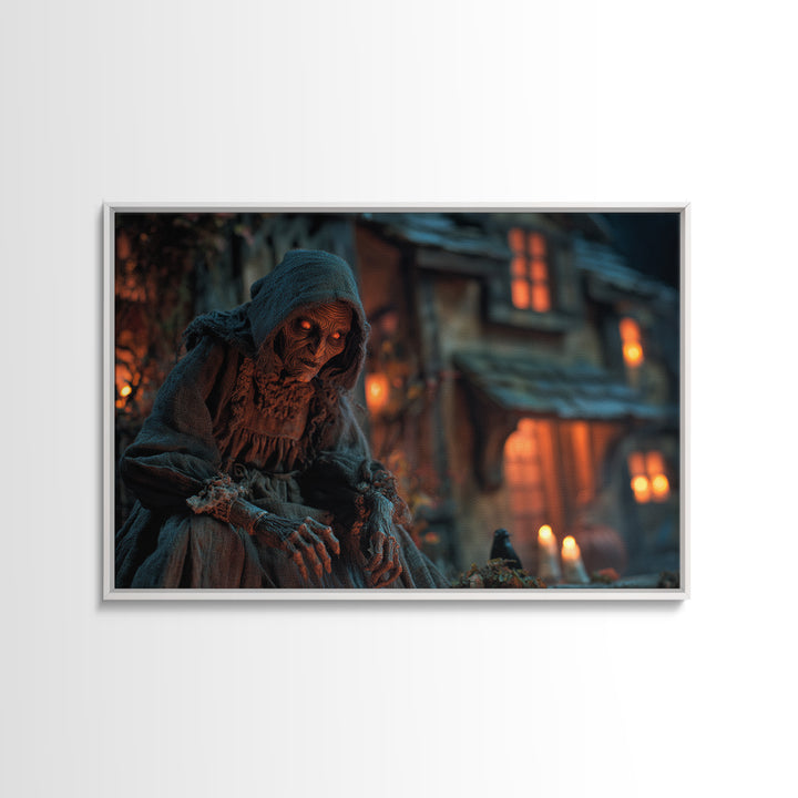 The Red-Eyed Night Hag, Landscape Wall Art, Spooky Home Decor, Canvas Print, Halloween Wall Decor, Gothic Home Decor, Dark Fantasy Art