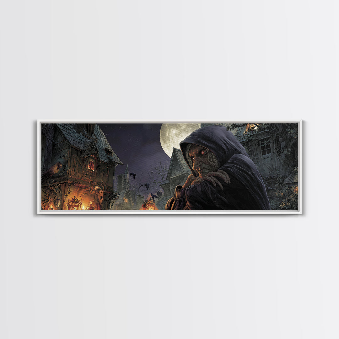 The Red-Eyed Night Hag, Extra Wide Wall Art, Dark Halloween Decor, Canvas Print, Halloween Wall Decor, Gothic Home Decor, Horror Wall Art
