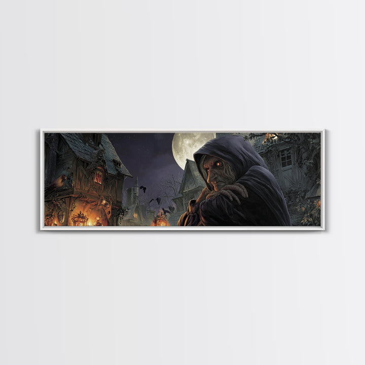 The Red-Eyed Night Hag, Extra Wide Wall Art, Dark Halloween Decor, Canvas Print, Halloween Wall Decor, Gothic Home Decor, Horror Wall Art