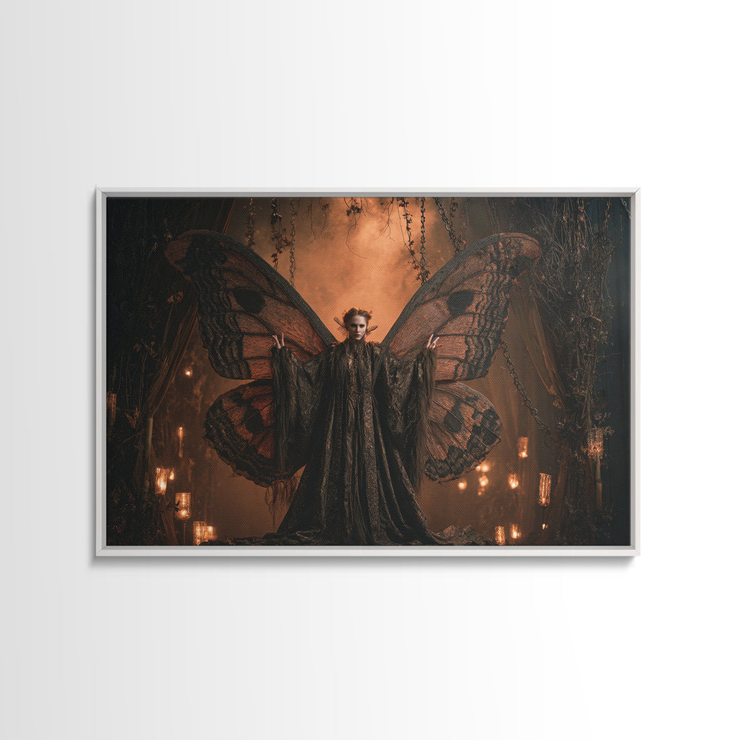 The Velvet Moth Witch, Landscape Wall Art, Spooky Home Decor, Canvas Print, Halloween Wall Decor, Gothic Home Decor, Halloween Wall Art