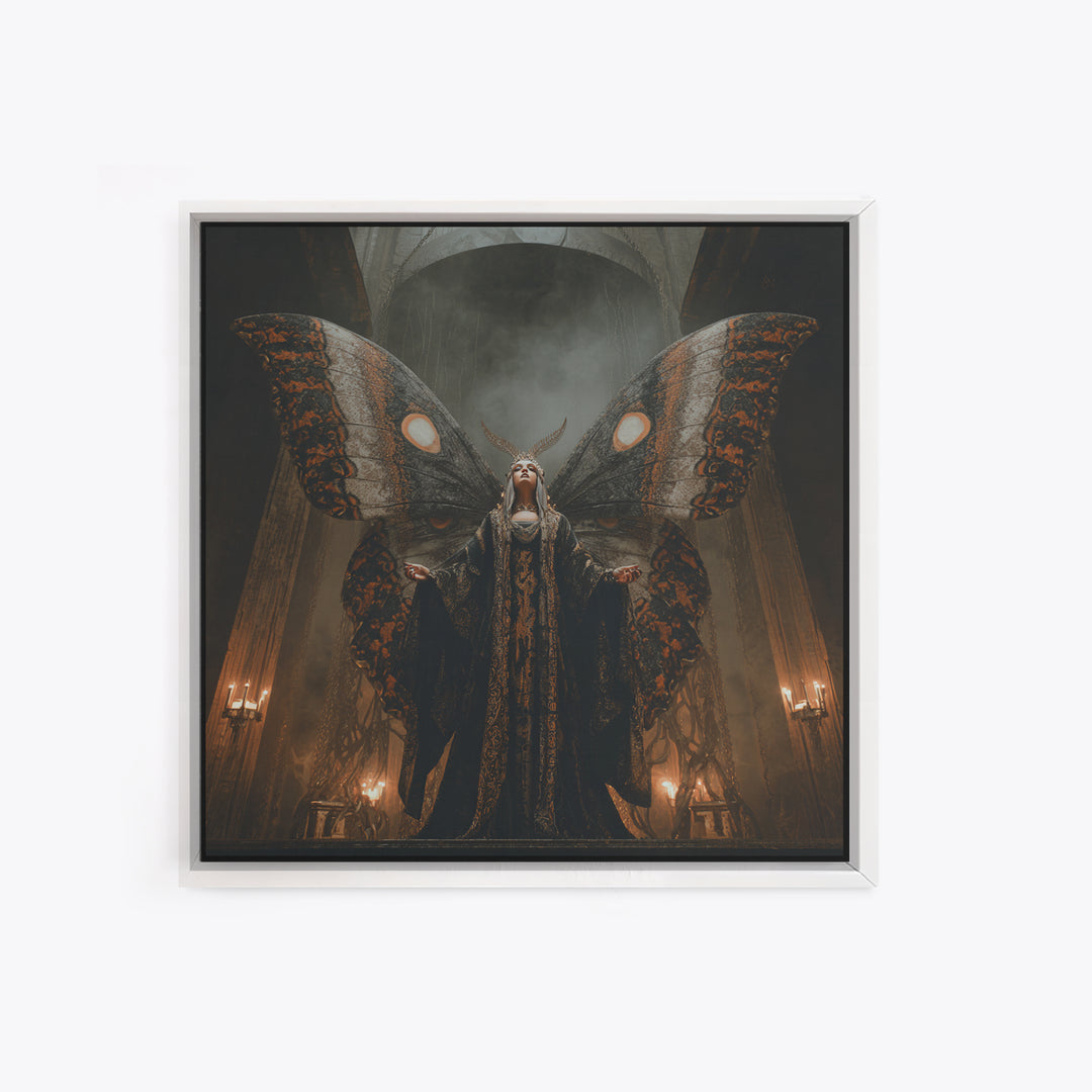 The Velvet Moth Witch, Square Wall Art, Dark Fantasy Wall Art, Canvas Print, Halloween Wall Decor, Gothic Home Decor, Spooky Wall Decor