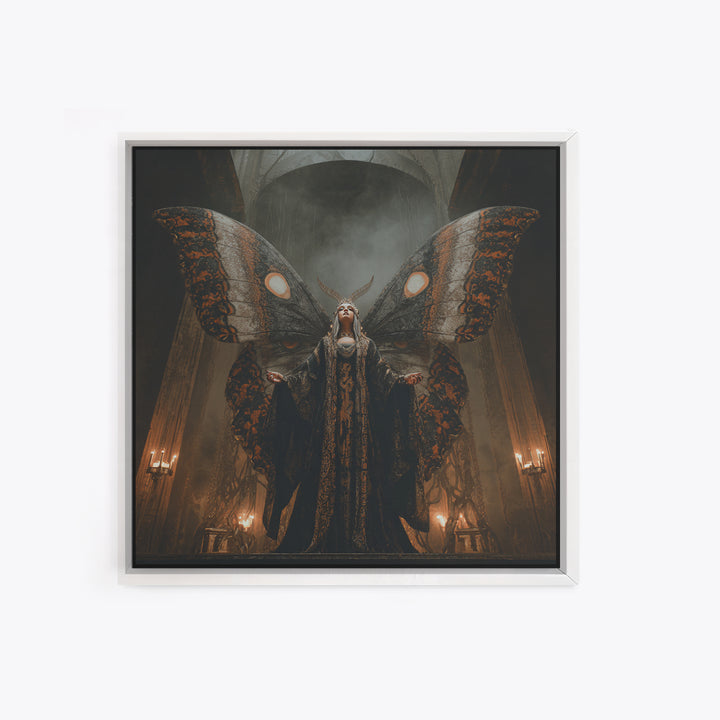 The Velvet Moth Witch, Square Wall Art, Dark Fantasy Wall Art, Canvas Print, Halloween Wall Decor, Gothic Home Decor, Spooky Wall Decor