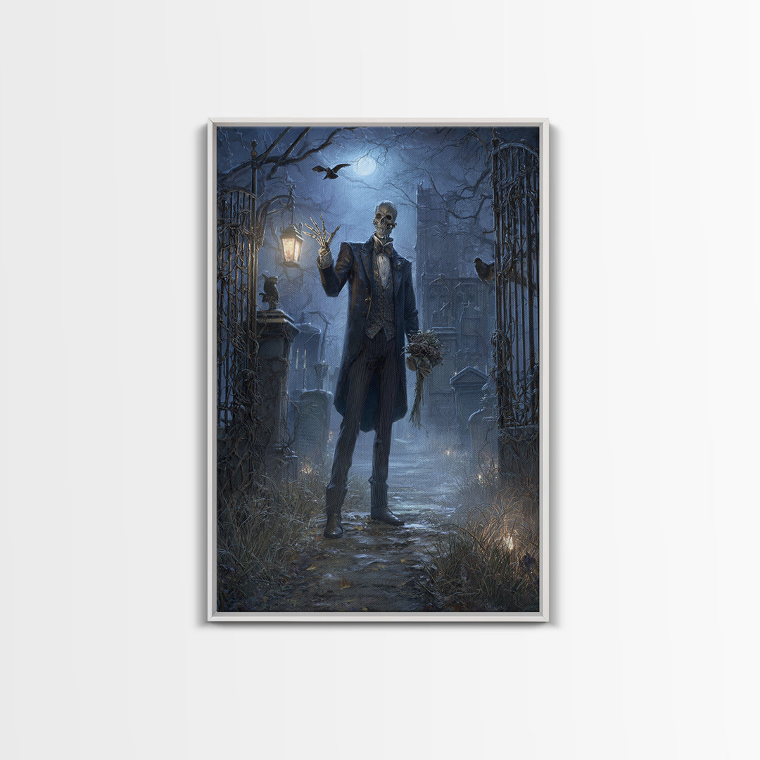 The Ghostly Groom, Vertical Wall Art, Spooky Home Decor, Canvas Print, Halloween Wall Decor, Gothic Home Decor, Dark Fantasy Art