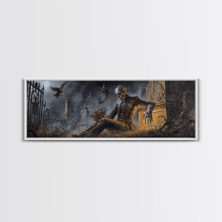 The Ghostly Groom, Extra Wide Wall Art, Dark Fantasy Wall Art, Canvas Print, Halloween Wall Decor, Gothic Home Decor, Seasonal Home Decor