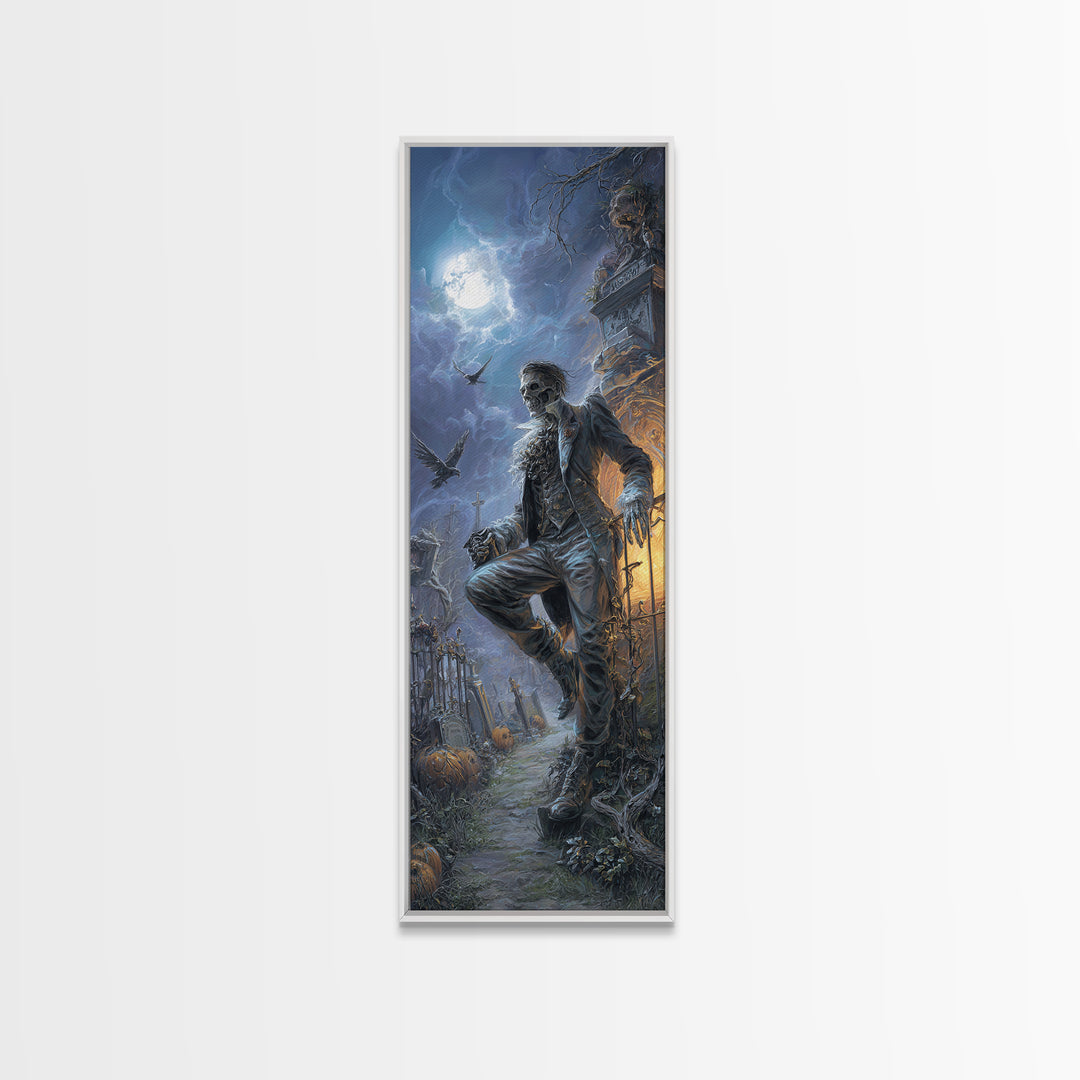 The Ghostly Groom, Tall Narrow Wall Art, Macabre Wall Art, Framed Canvas Print, Halloween Wall Decor, Gothic Home Decor, Seasonal Home Decor