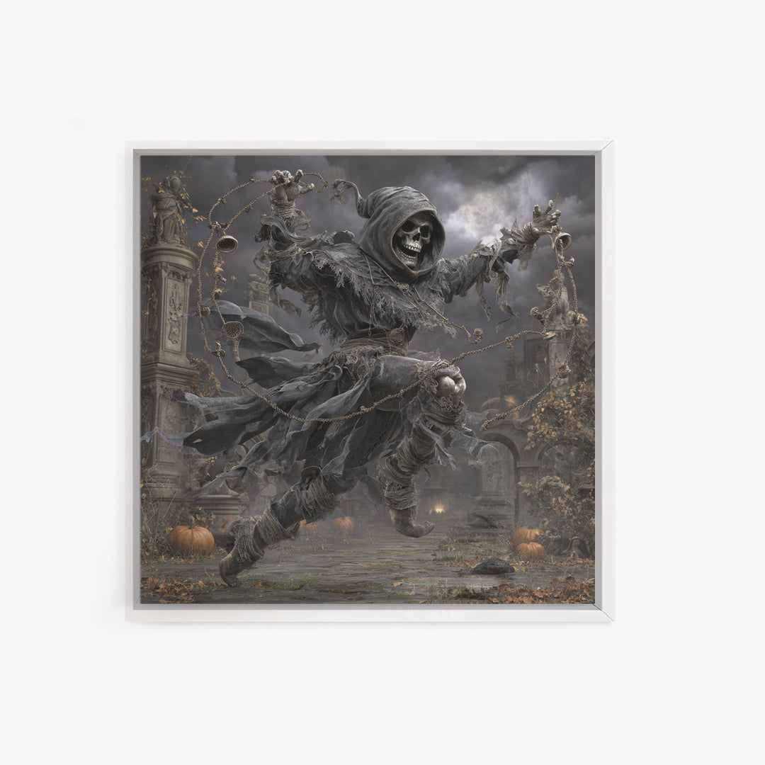 The Phantom Jester, Square Wall Art, Spooky Home Decor, Canvas Print, Halloween Wall Decor, Gothic Home Decor, Macabre Wall Art