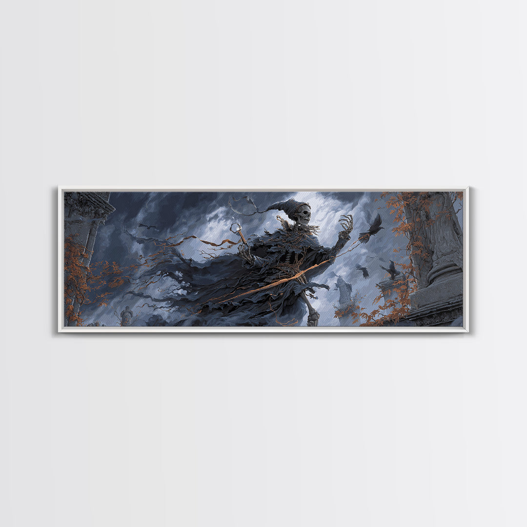 The Phantom Jester, Extra Wide Wall Art, Dark Fantasy Wall Art, Canvas Print, Halloween Wall Decor, Gothic Home Decor