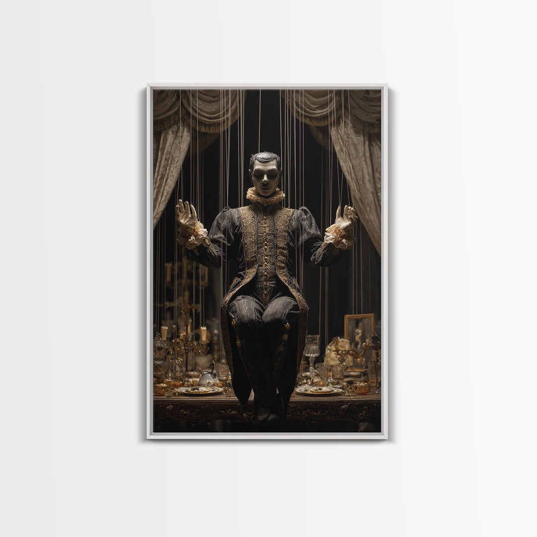 The Marionette Master, Vertical Wall Art, Spooky Home Decor, Canvas Print, Halloween Wall Decor, Gothic Home Decor, Seasonal Home Decor
