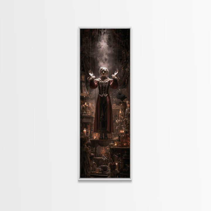 The Marionette Master, Tall Narrow Wall Art, Dark Halloween Decor, Canvas Print, Halloween Wall Decor, Gothic Home Decor, Macabre Wall Art