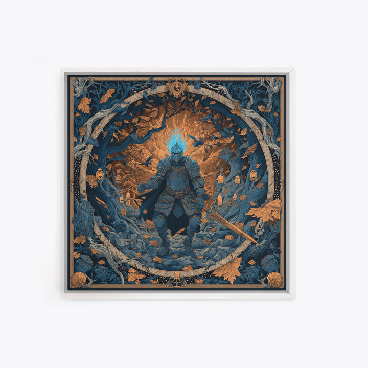 The Spectral Knight, Square Wall Art, Haunted Gothic Art, Framed Canvas Print, Halloween Wall Decor, Gothic Home Decor