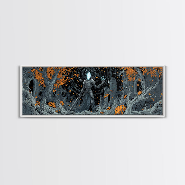The Spectral Knight, Extra Wide Wall Art, Spooky Home Decor, Canvas Print, Halloween Wall Decor, Gothic Home Decor, Spooky Wall Decor
