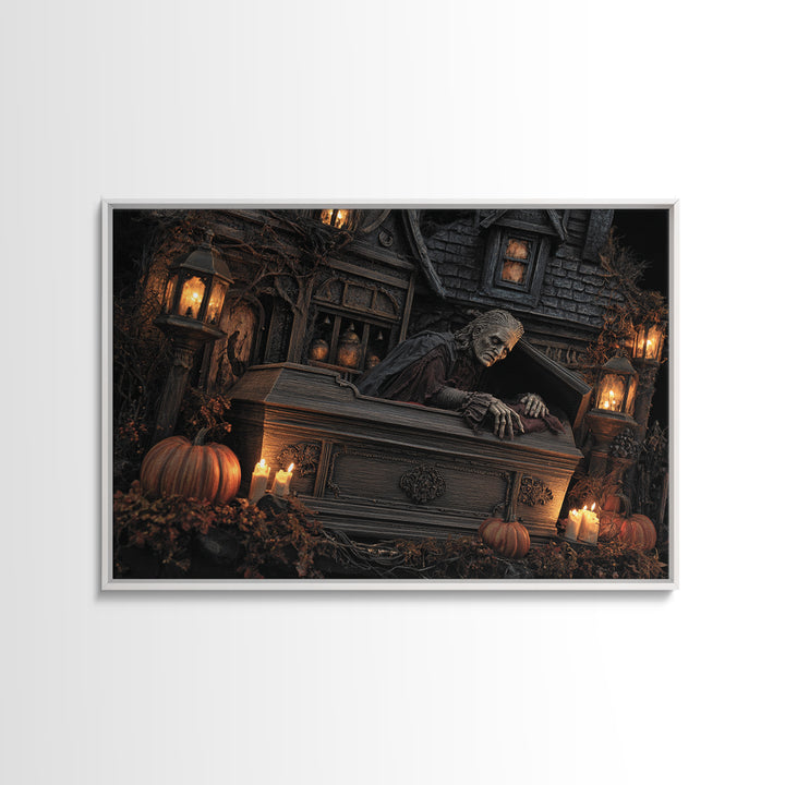 The Coffin Sleeper, Landscape Wall Art, Gothic Horror Wall Art, Framed Canvas Print, Halloween Wall Decor, Gothic Home Decor