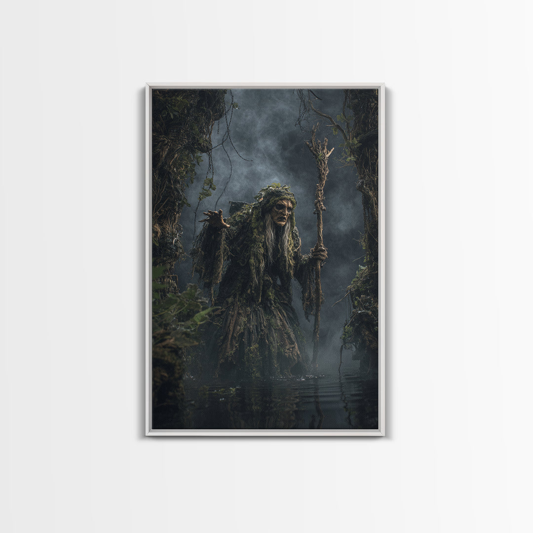 The Swamp Witch, Vertical Wall Art, Dark Halloween Decor, Canvas Print, Halloween Wall Decor, Gothic Home Decor, Seasonal Home Decor