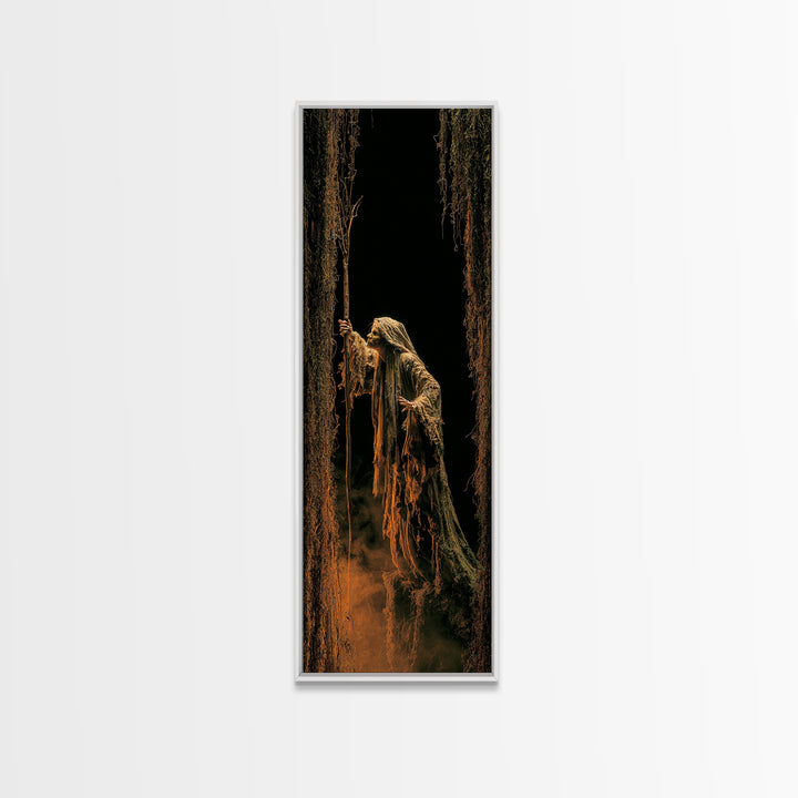 The Swamp Witch, Tall Narrow Wall Art, Dark Halloween Decor, Canvas Print, Halloween Wall Decor, Gothic Home Decor, Macabre Wall Art