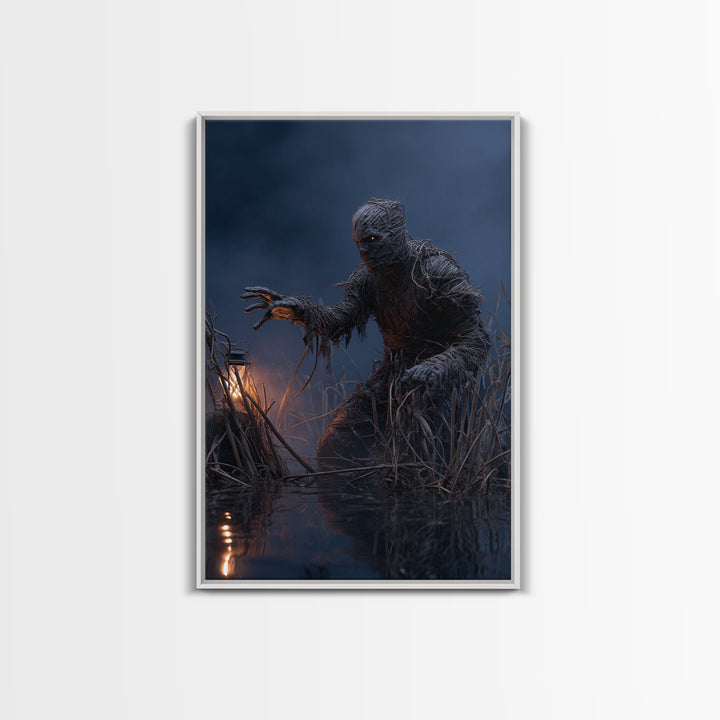 The Bog Mummy, Vertical Wall Art, Haunted Gothic Art, Framed Canvas Print, Halloween Wall Decor, Gothic Home Decor, Horror Wall Art
