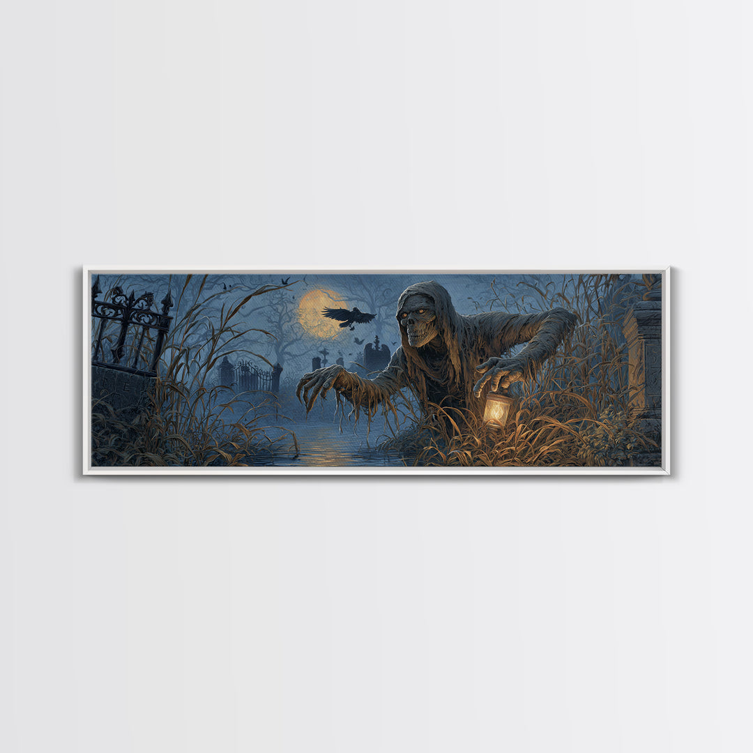 The Bog Mummy, Extra Wide Wall Art, Gothic Horror Wall Art, Framed Canvas Print, Halloween Wall Decor, Gothic Home Decor, Statement Wall Art
