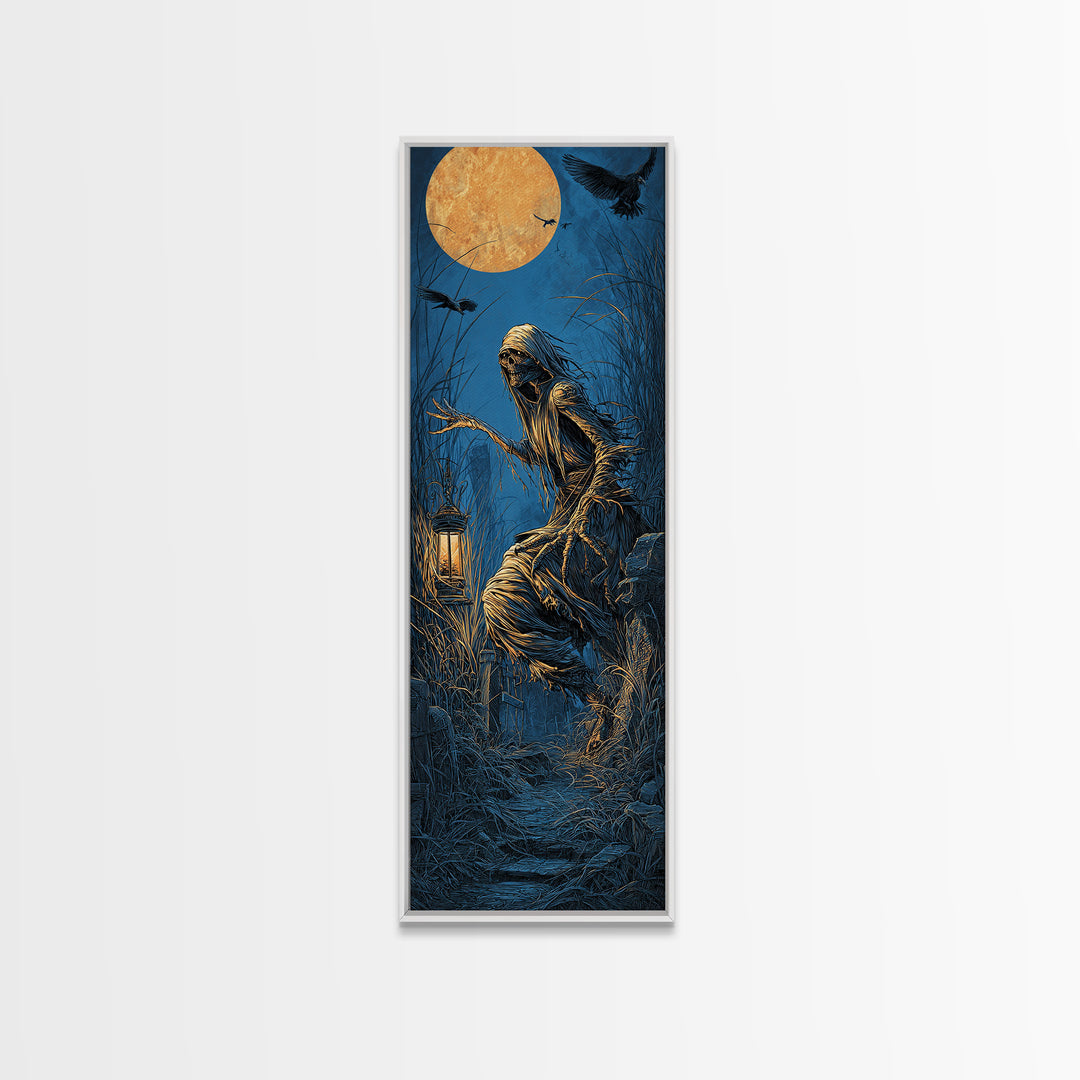 The Bog Mummy, Tall Narrow Wall Art, Dark Fantasy Wall Art, Canvas Print, Halloween Wall Decor, Gothic Home Decor, Statement Wall Art