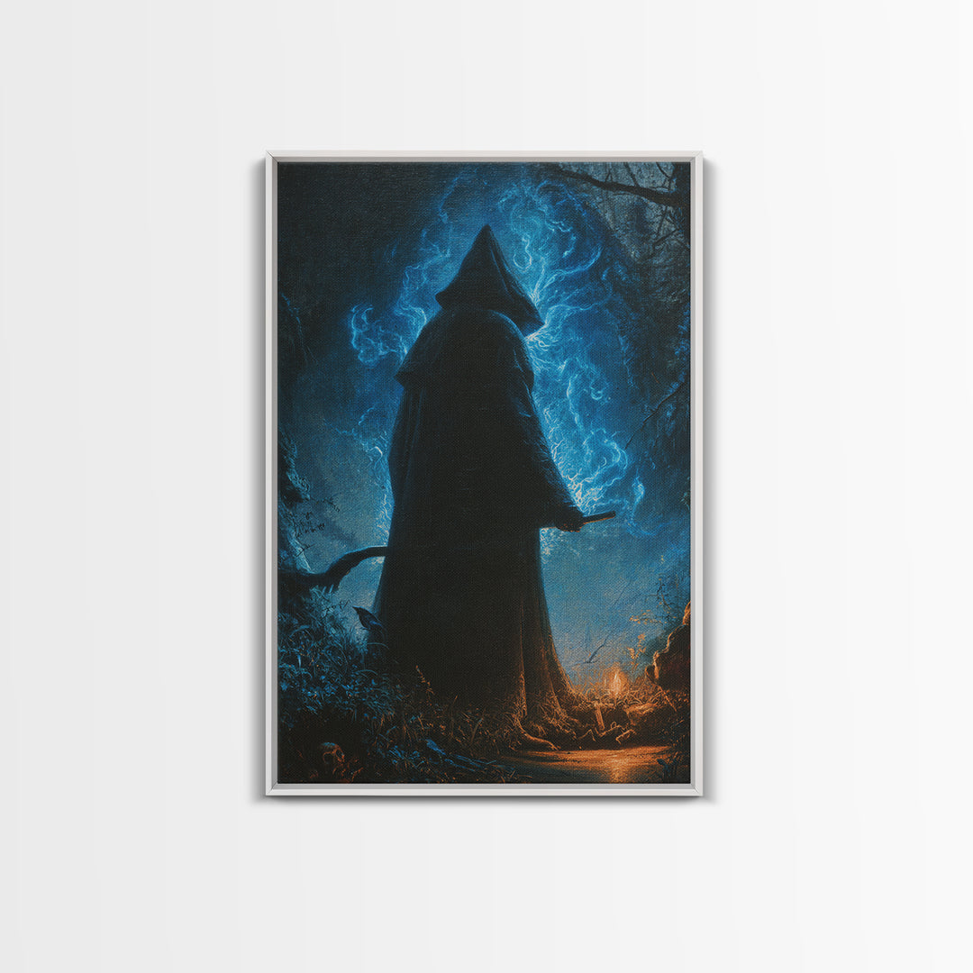The Will-O'-The-Wisp Shepherd, Vertical Wall Art, Dark Fantasy Wall Art, Canvas Print, Halloween Wall Decor, Gothic Home Decor