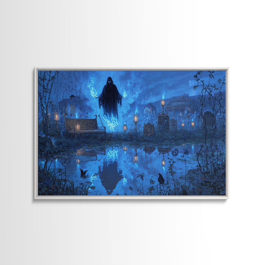 The Will-O'-The-Wisp Shepherd, Landscape Wall Art, Dark Halloween Decor, Canvas Print, Halloween Wall Decor, Gothic Home Decor