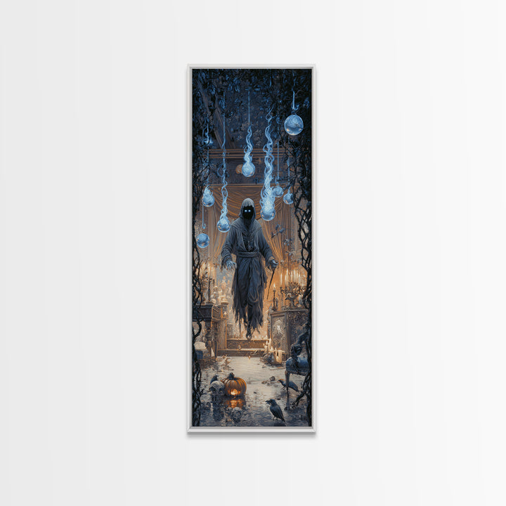 The Will-O'-The-Wisp Shepherd, Tall Narrow Wall Art, Dark Halloween Decor, Canvas Print, Halloween Wall Decor, Gothic Home Decor
