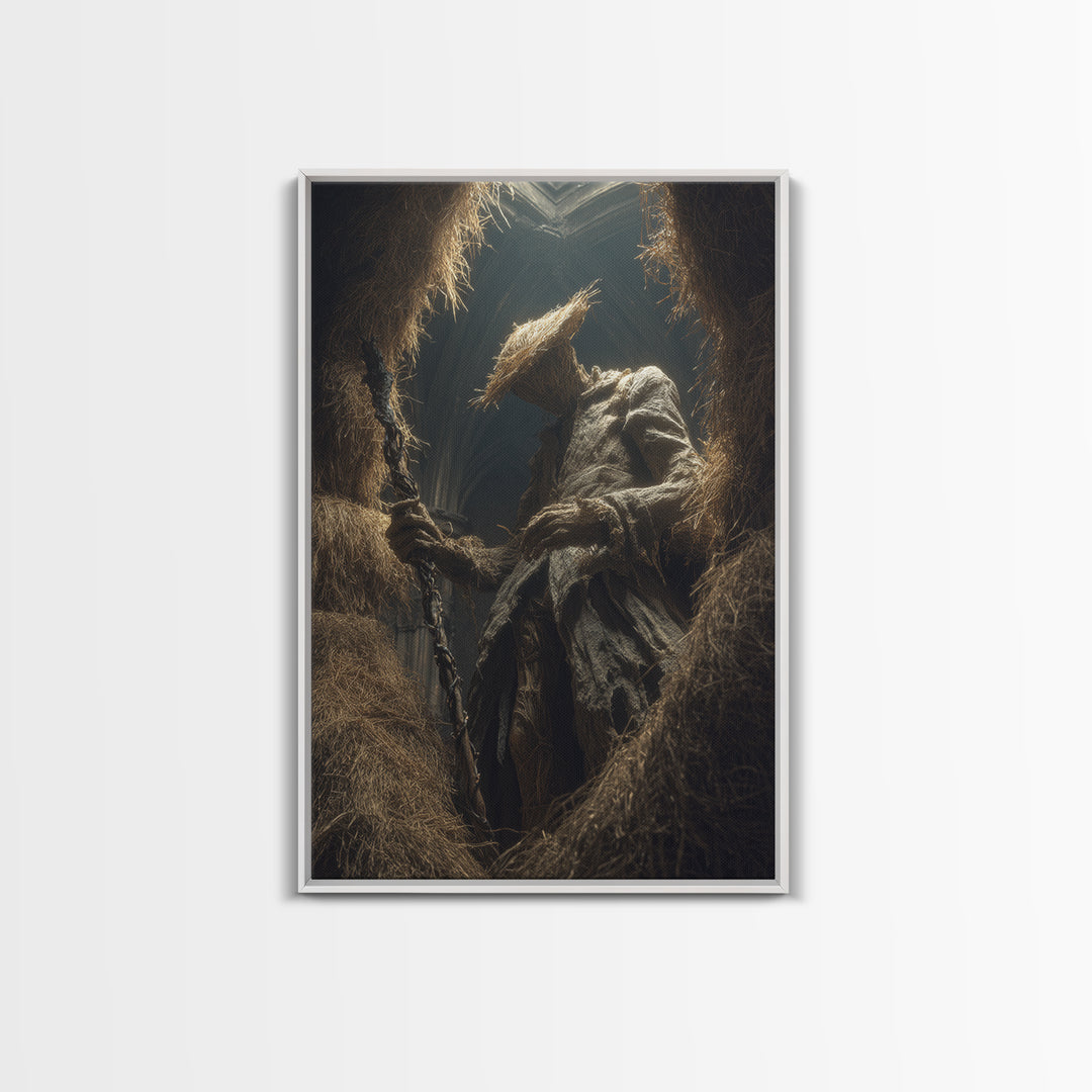 The Cornfield Crawler, Vertical Wall Art, Macabre Wall Art, Framed Canvas Print, Halloween Wall Decor, Gothic Home Decor, Halloween Wall Art