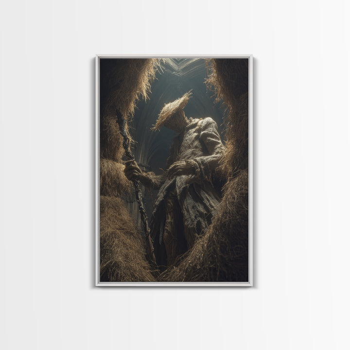 The Cornfield Crawler, Vertical Wall Art, Macabre Wall Art, Framed Canvas Print, Halloween Wall Decor, Gothic Home Decor, Halloween Wall Art