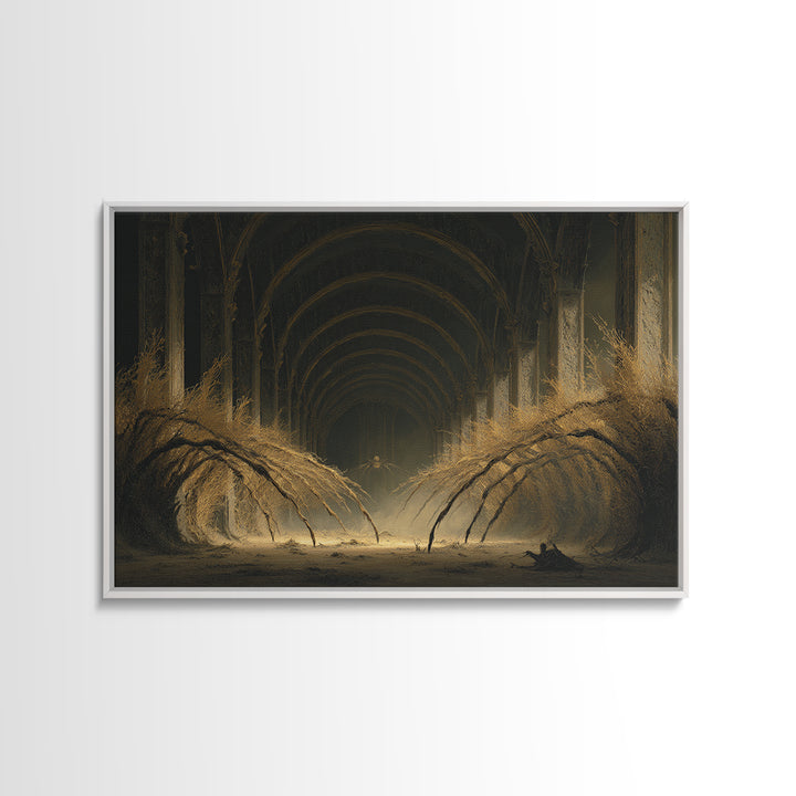 The Cornfield Crawler, Landscape Wall Art, Haunted Gothic Art, Framed Canvas Print, Halloween Wall Decor, Gothic Home Decor